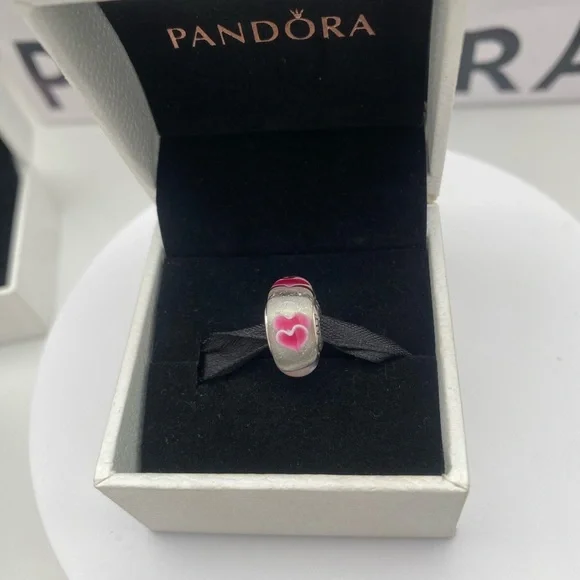 Authentic Pandora Double heart Murano charm - Picture 4 of 5